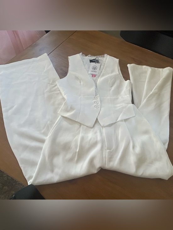 Cider Pants - NWT Cider Sleeveless White Jumpsuit with Tailored Vest